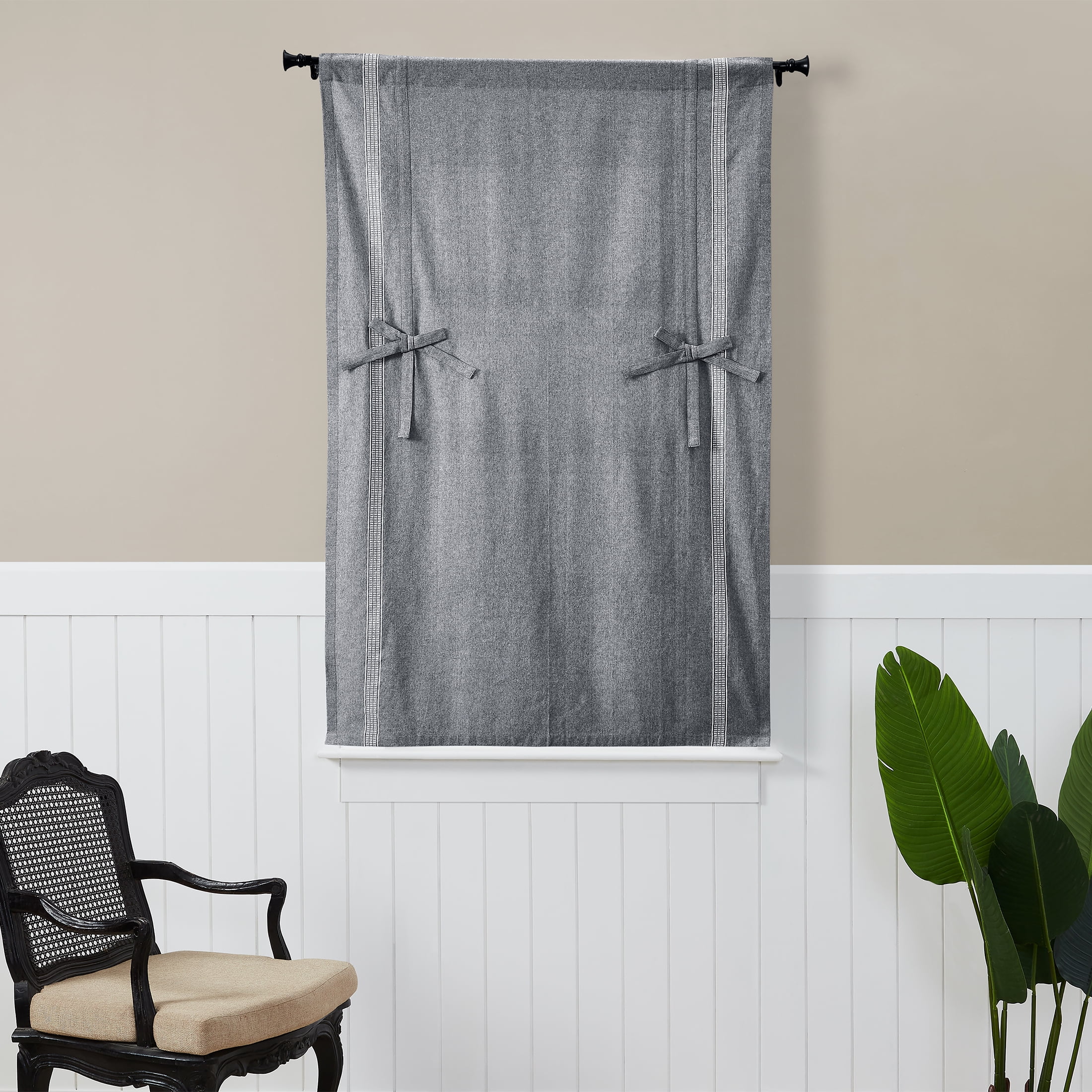 (2 pack) Better Homes & Gardens Light Filtering Cotton Balloon Shade, 1-Piece, Grey, 42" W x 63" L