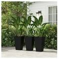 thumbnail image 2 of Rattan Planters 3-Pack, 24 Inch - Black Plastic Flower Pots with Drainage, Indoor/Outdoor Plant Containers, Modern Decorative Planters, 2 of 9