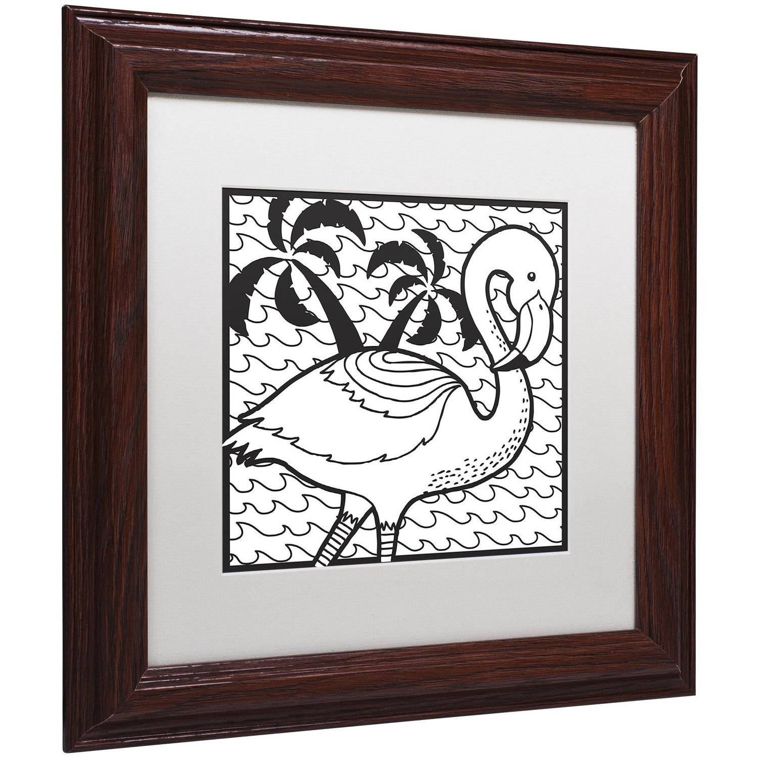 Trademark Fine Art "Flamingo" Canvas Art by Hello Angel, White Matte, Wood Frame