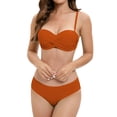thumbnail image 1 of Women's High Waisted Bikini Two Piece Swimsuit - Vintage Retro Ruched Print Design - Push Up Support with Boyshorts Bottom, 1 of 4