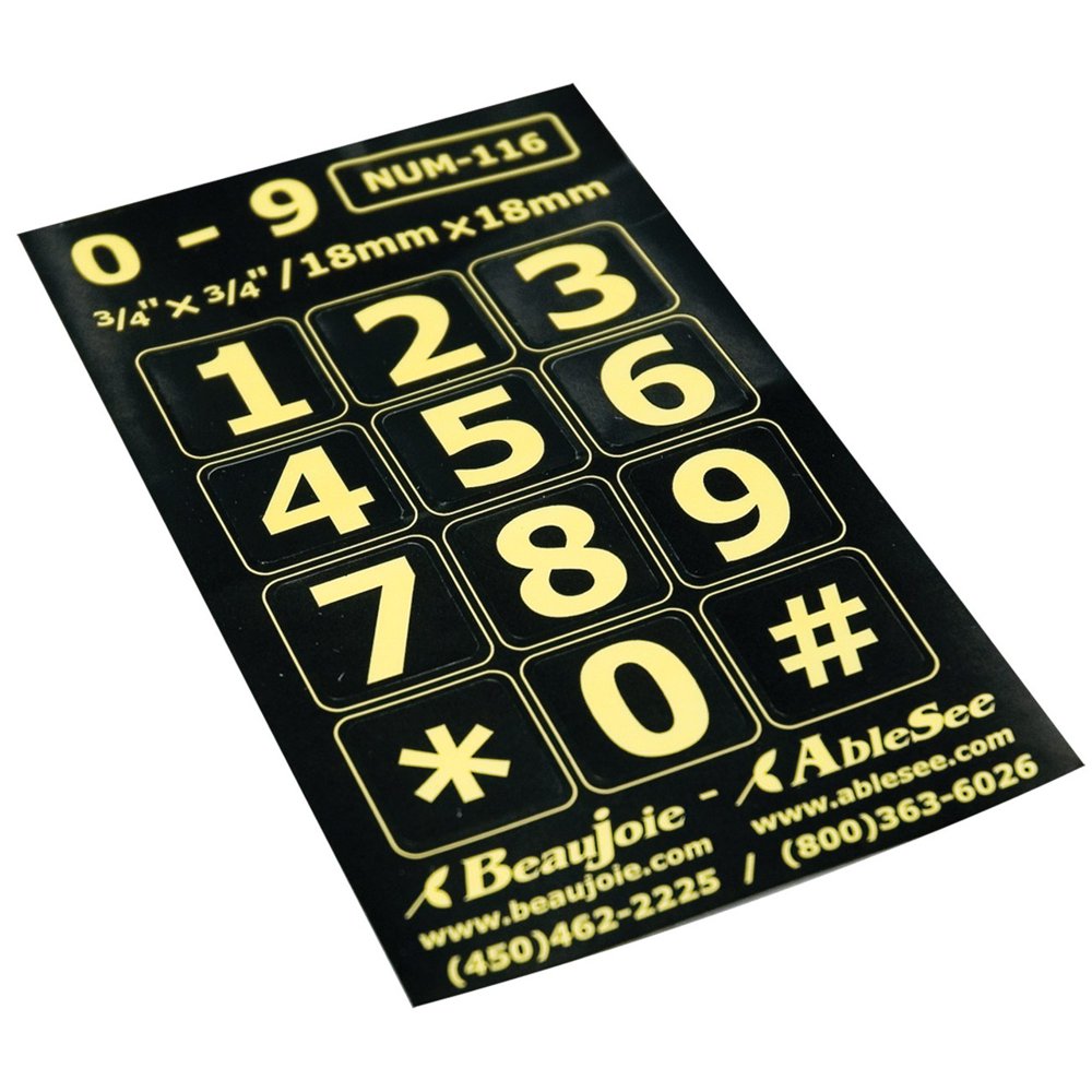 Telephone Stickers Yellow on Black Numbers Only