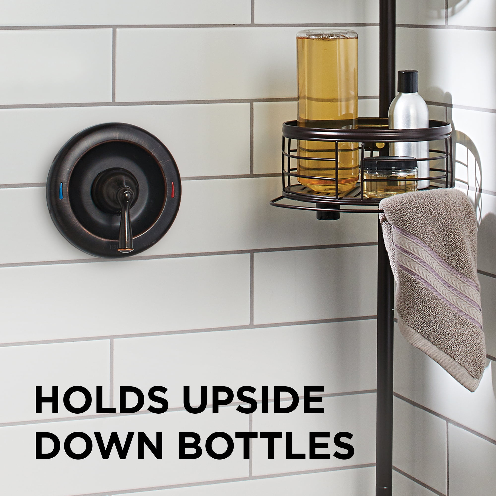 Luxurious Oil-Rubbed Bronze Tension Pole Shower Caddy - Maximum