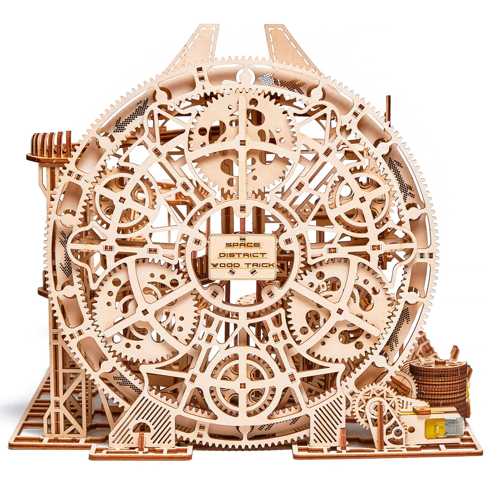 Wood Trick Wooden Marble Run 3D Wooden Puzzles for Adults to Build - 15x14 in - Electric Driven - Roller Coaster Wooden Model Kits for Adults to Build