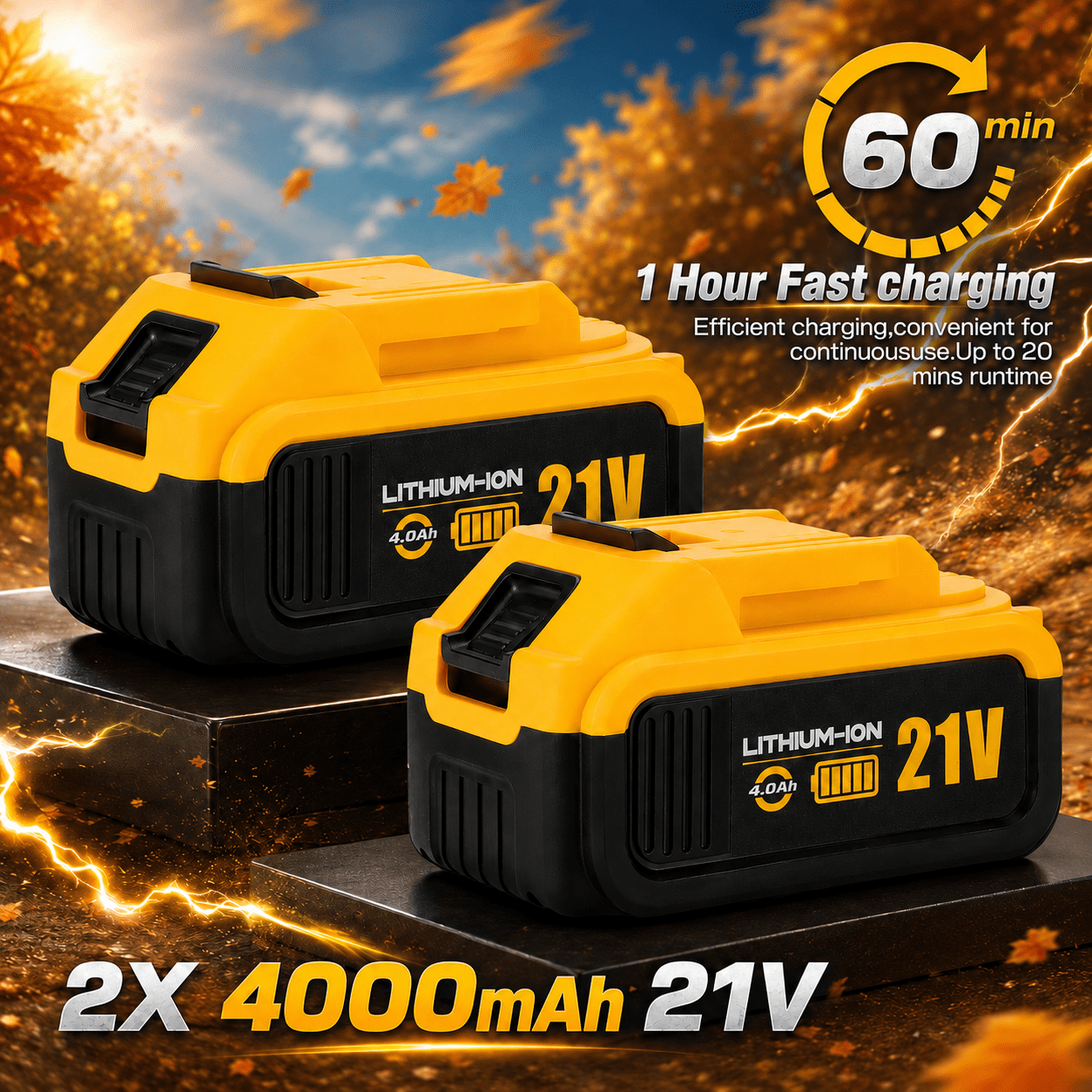 500CFM Cordless Leaf Blower for Lawn Care 2 x 4.0Ah Battery Powered Leaf Blower with 6 Variable Speeds