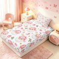 thumbnail image 2 of Manfei Christmas Santa Claus Fitted Sheet Full,Traditional Gift Bowknot Bed Set,Pink White,3 Pieces,1 Fitted Sheet and 2 Pillowcases, 2 of 6