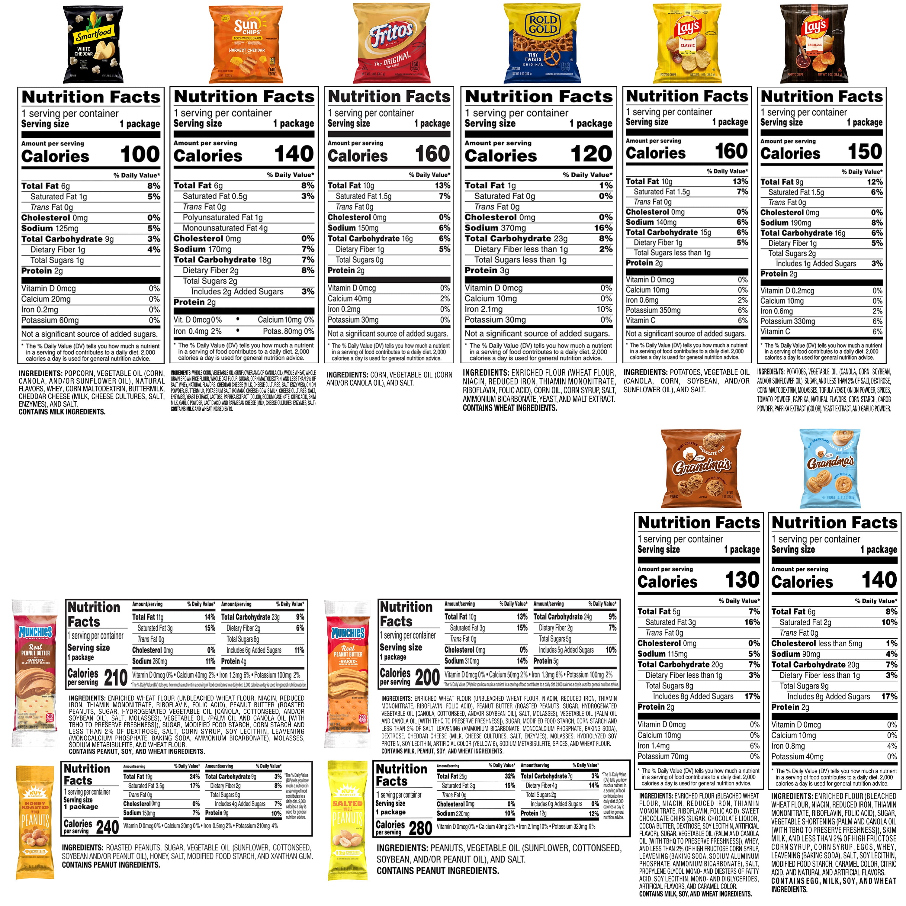 Frito-Lay Sweet & Salty Snacks Variety Box, Mix of Cookies, Crackers, Chips & Nuts, 54 Count