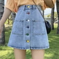thumbnail image 2 of Bibifish Womens Denim Mini Skirts Button Front Closure Everyday Skirts Machine-Washable Comfort All-Occasion Casual Skirts, 2 of 7