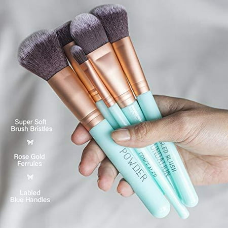 Nicole Miller Makeup Brush Collection 5 Piece Gift Set Powder Foundation Concealer Angled Blush And Contour Buffer Purple Pack Canada Nicole Miller Makeup Brush Collection, Nicole Miller Mirrored Makeup Brush Holder