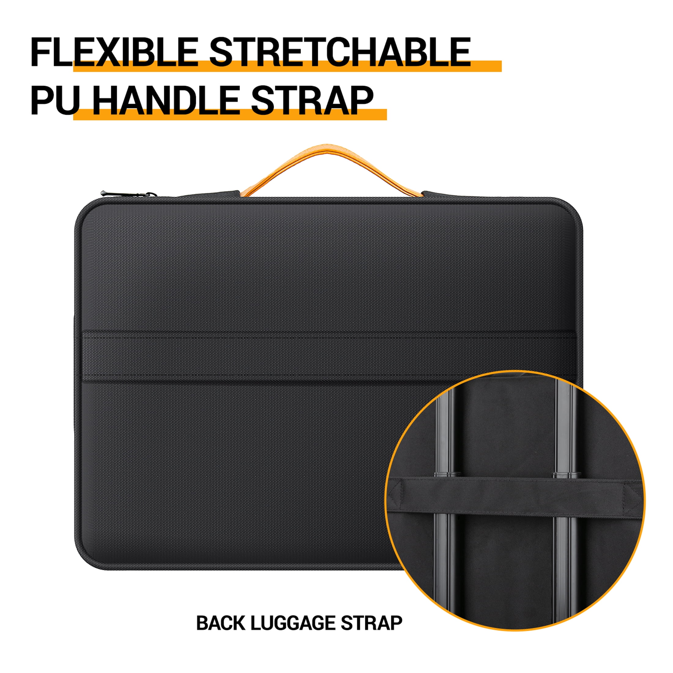 LLAYOO Laptop Sleeve Case for 15 Inch MacBook Pro A1707/A1990 14 Inch Chromebook Notebook Tablet, Protective Padded Polyester Computer Carrying Bag Cover with PU Handle Pocket for Men Women, Black