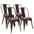 thumbnail image 1 of Costway Set of 4 Dining Side Chair Stackable Bistro Metal Wood Stool Copper, 1 of 9
