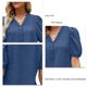 thumbnail image 5 of Blusa informal de manga abombada con cuello en V y encaje para mujer, Top de verano holgado de Color puro, 5 of 6