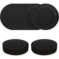 thumbnail image 1 of 50 platos de papel negro desechables de 9 pulgadas, platos de postre negros para Halloween, boda, baby shower, suministros de fiesta de cumpleaños, 1 of 4