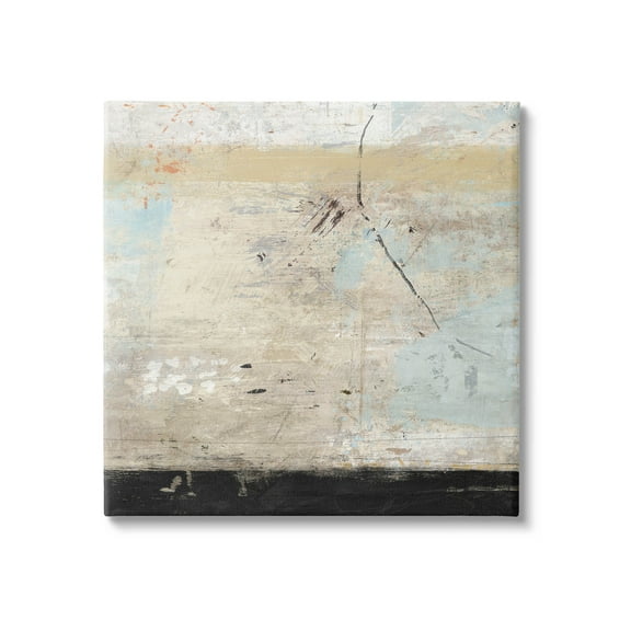 Rustic Beige Modern Composition Abstract Painting Gallery Wrapped Canvas Print Wall Art