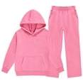 thumbnail image 6 of Girls Sweatsuit Set 2 Piece Soft Long Sleeve Hoodie Sweatshirt and Sweatpants for Kids Fall Clothes Athletic Sweat Suit Pink 130, 6 of 7