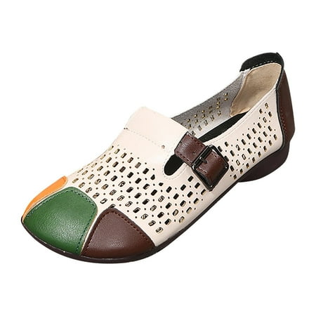 

TUOBARR Womens Closed Toe Sandals Women s Sandals Fashion Comfortable Casual Hollowed Out Shoes Beige