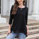 thumbnail image 4 of Blusa holgada de manga tres cuartos, blusa informal para mujer, blusa de manga tres cuartos redonda, blusa de color puro para mujer, creada con maestría, 4 of 8