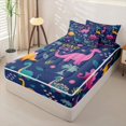 thumbnail image 2 of Homewish Colorful Dinosaur Zipper Twin Comforter Sets with Fitted Sheet and 2 Pillowcases,Cartoon Dino Zipper Bedding Set For Boys Kids,Reversible,4-Piece, 2 of 7