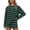 Dark Green, variant on 2 Piece Striped Lounge Set for Women Long Sleeve Tops Casual Wide Leg Shorts Loose Matching Pajamas Outfits