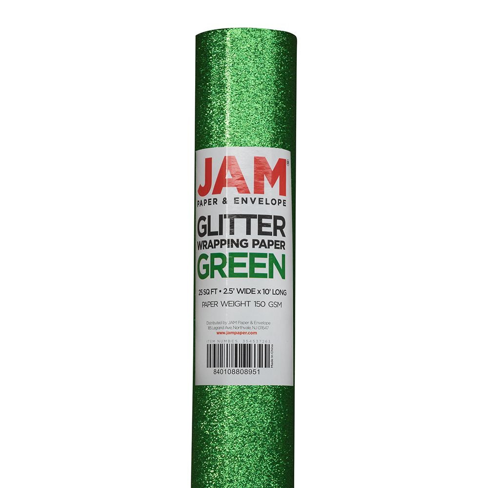 JAM Paper Gift Wrap Glitter Wrapping Paper 25 Sq. Ft Silver 354528189