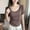 Coffee, variant on XPMWRP Women's Curved Hem Scoop Neck T-Shirt Short Sleeve Slim Fit Casual Solid Color Basic Blouse Coffee XXXL