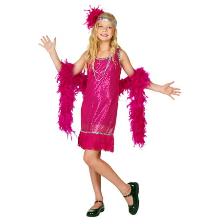 Child Fuchsia Sequin and Fringe Flapper Costume