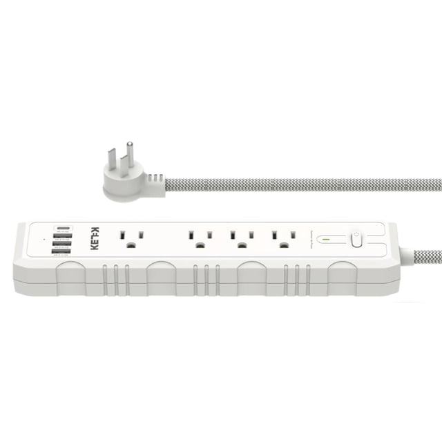 Multicontacto KELEK Blanco con 4 Salidas 127AC, 3 USB-A, 1 USB-C y Supresor de Picos con Extensión F