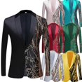 thumbnail image 1 of Mens Sequin Embroidered Suit Coat Shiny Bling Glitter Blazer Tuxedo Suits Wedding Party Stage Costumes Nightclub Prom Dj Jacket, 1 of 2