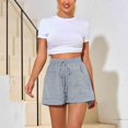 thumbnail image 3 of Vedolay Women's Fashion Drawstring Elastic Waist Solid Casual Shorts with Pockets,Gray M, 3 of 5