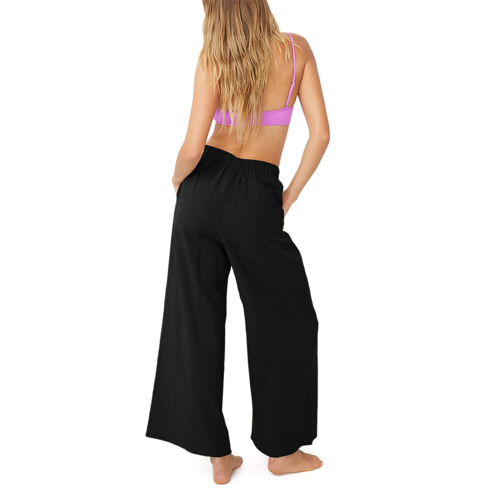 Fjuchai Women's Wide Leg Pants Loose Solid Color Trousers