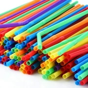 CamTom Disposable Plastic Straws - Multi-Color, 100 Count