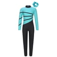thumbnail image 3 of Alvivi Kids Girls Gymnastic Ballet Dance Leotard Yoga Jumpsuit Bodysuit with Hair Tie Blue Green 14, 3 of 7