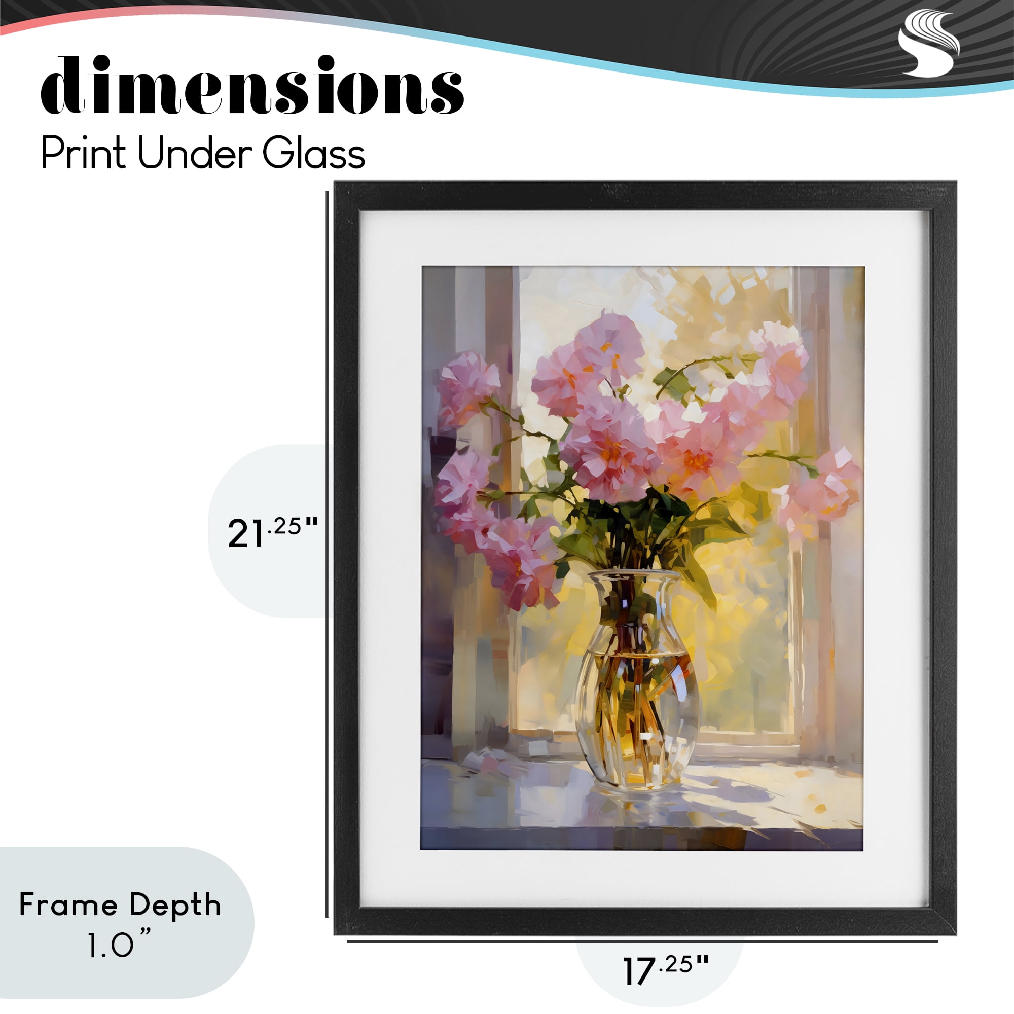 Stupell Industries Pink Flowers in Sunlit Vase Black Framed Print Under Glass, design by Creative Studio