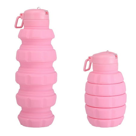 

QISIWOLE Silicone Collapsible Water Bottles 16oz 500ml Portable Foldable Expandable Water Bottle Sports Cups with Carabiner Leak Proof Reusable BPA Free for Outdoor Activities Travel
