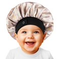 thumbnail image 1 of WINSTECK Gorro de bebé de satén de seda suave para niñas y niños, doble capa y banda elástica ancha, gorro de dormir para niños, gorro de noche ajustable para niños pequeños, pelo natural, pelo rizado, 1 of 3
