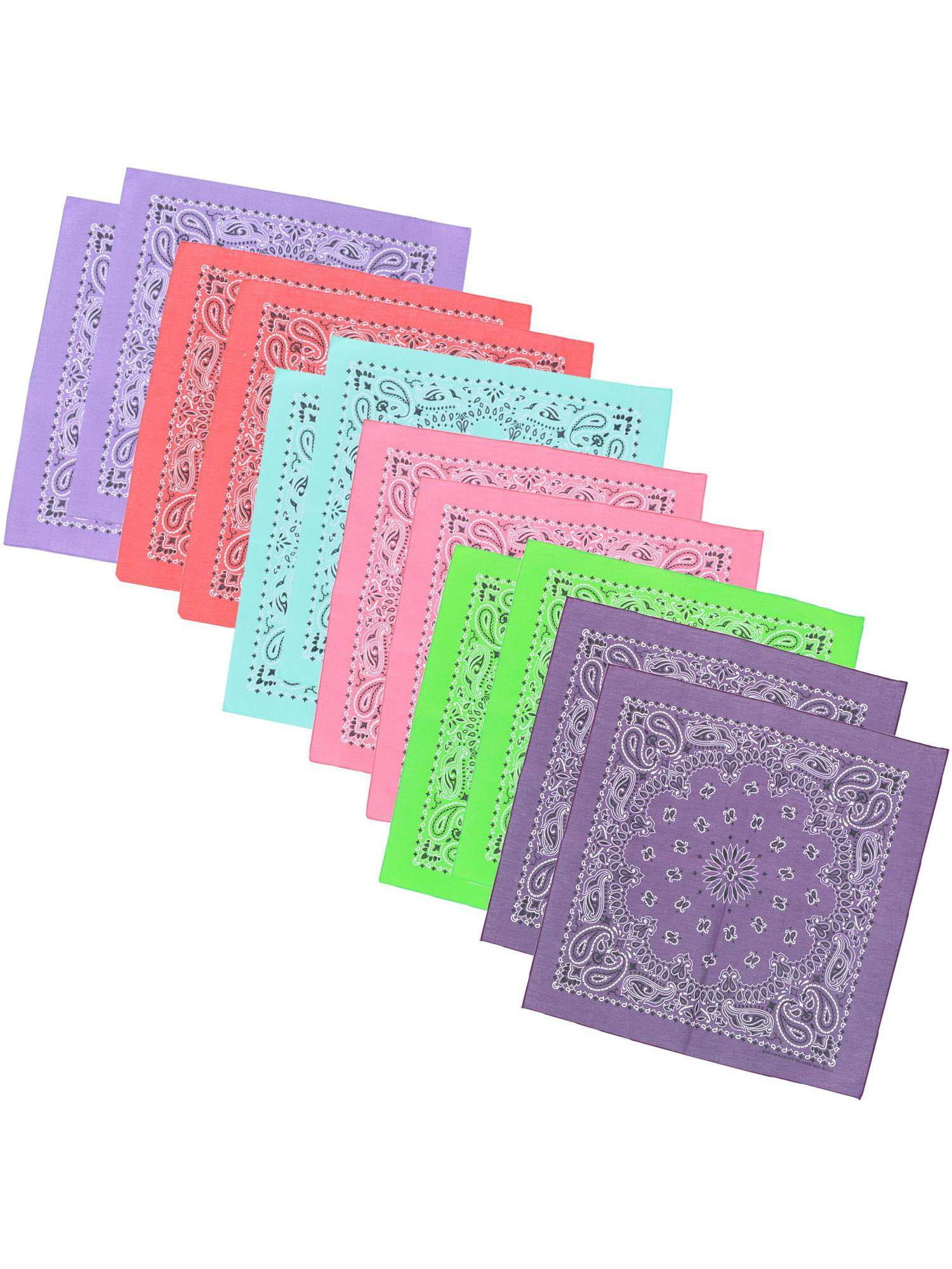 Assorted Paisley Bandana Set - Pastel & Bright Colors CTM Cotton Light Pastel Paisley Print Bandana Set (Pack of  main image 2
