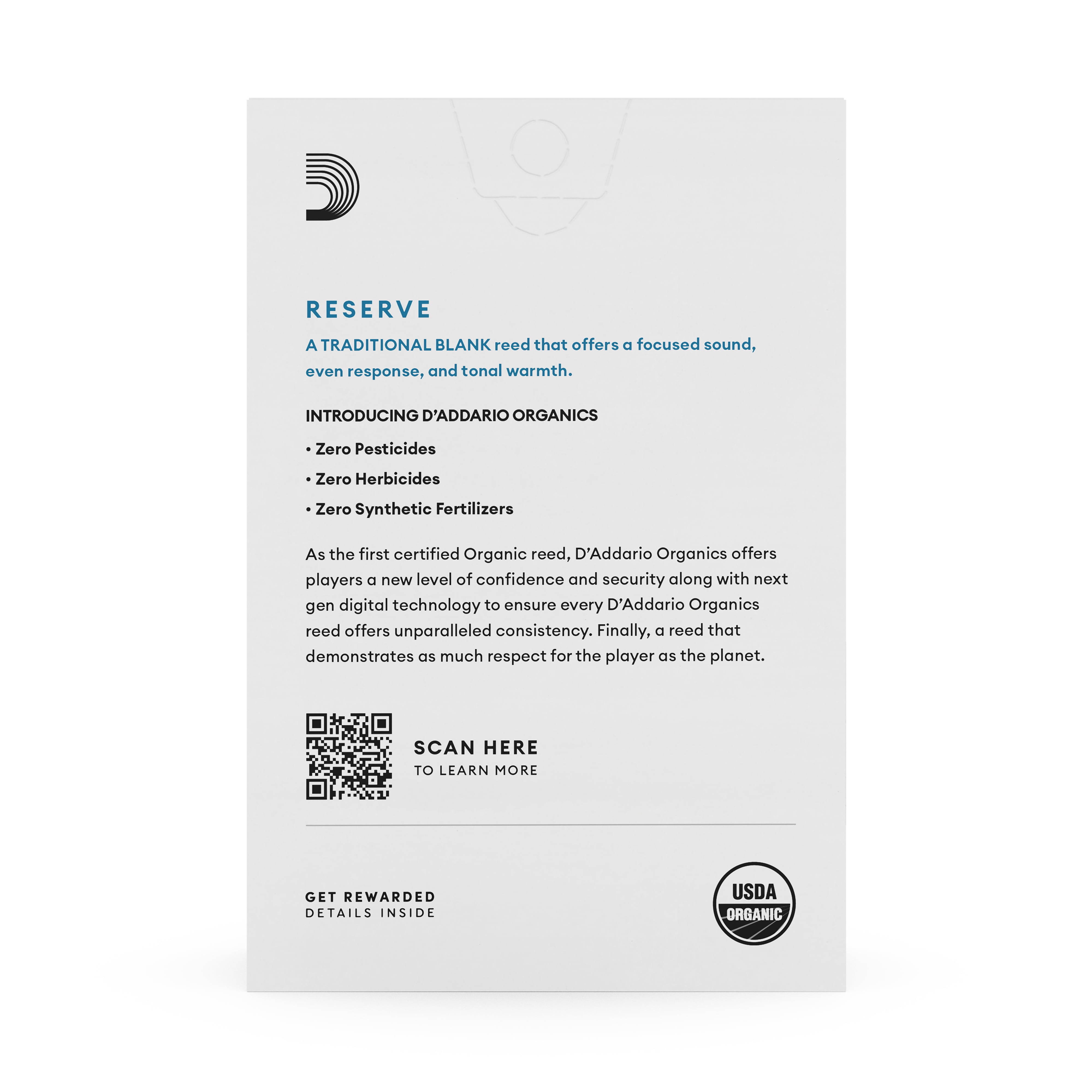 D'Addario Organic Reserve Bb Clarinet Reeds, Strength 4.5, 10-pack