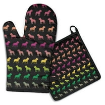 Rainbow Puppy Kitchen Oven Mitt and Pot Holder Sets 2 Pcs for Baking, Cooking and Grilling, Heat Resistant Up To 392 °F