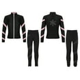 thumbnail image 3 of Yeahdor Kids Girls 2 Piece Figure Skating Training Suit Long Sleeve Zipper Jacket And Rhinestone Leggings Set Pink 6, 3 of 7