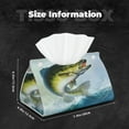 thumbnail image 5 of Fuzoiu Largemouth Bass jumps out of water Print Tissue Box Cover, PU Leather Tissue Holder,Decorative Facial Paper Organizer for Bathroom Living Room Bedroom Countertop Office Desk Car Home, 5 of 7