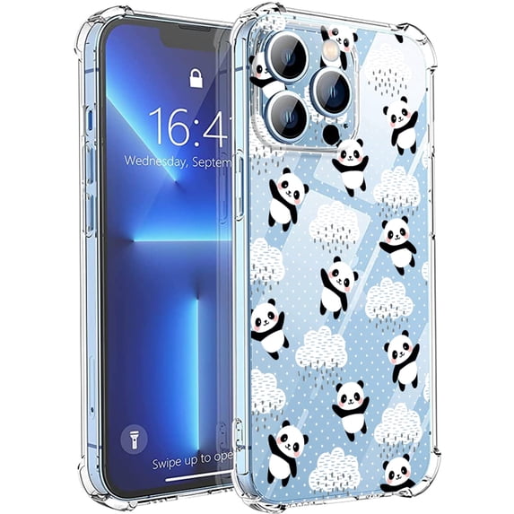 iPhone 13 Pro Max Pro Max 6.7 Inch Panda Case Compatible with iPhone 14 Pro,Aesthetic Art Design TPU Full Cover Shock-proof Case