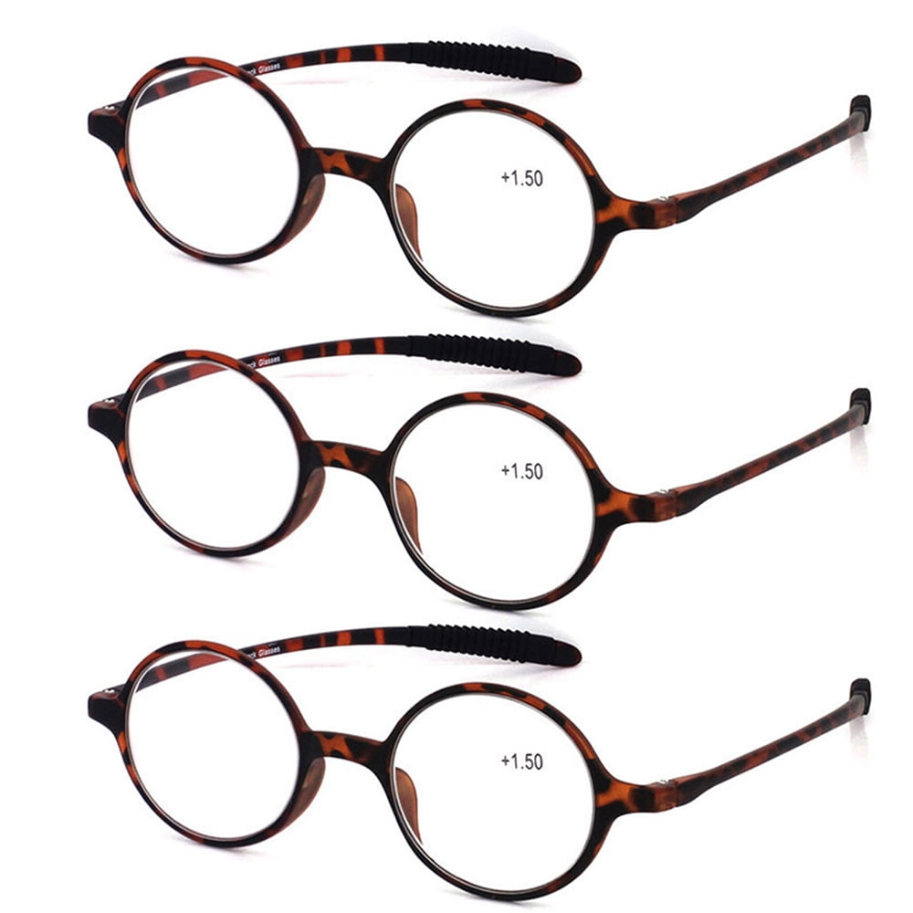 3 Pack Flexible Round Reading Glasses Vintage Oversized Readers