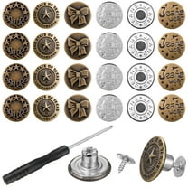 36 Pcs Jeans Buttons No-Sew Removable Copper Jeans Replacement Buttons with Screwdriver