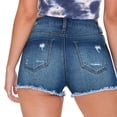 thumbnail image 3 of Durtebeua Women's High Waisted Shorts Frayed Raw Hem Ripped Denim Shorts Womens Shorts For Summer Blue S, 3 of 5