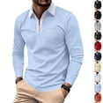 thumbnail image 2 of Long Sleeve Polo Shirts For Men Slim Fit Quarter Zip Polo Shirt With Contrast Collar Placket And Chest Pocket Casual Business T-Shirt For Daily S Navy, 2 of 8