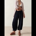 thumbnail image 4 of Pantalones Harén para Mujer, Pantalones de Estar por Casa con Dos Bolsillos Negro M, 4 of 9