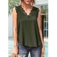thumbnail image 6 of Summer V-Neck Eyelash Lace Sleeveless Loose Tank Top Green M, 6 of 10