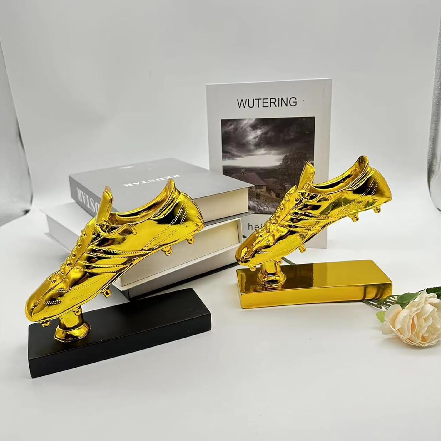 Golden Stand Football Boot Trophy Shoe Resin Winners Cup Crafts Best Gold Plated Soccer Award Model Cup Gift Fans League Souvenirs,Gold