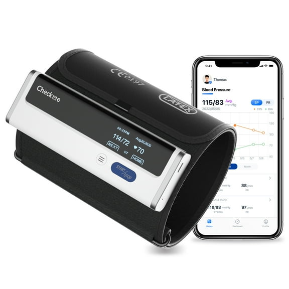 Checkme Blood Pressure Monitors,Bluetooth Upper Arm BP Machine with Large Cuff and Historical Data,Unlimited Data Stored in Free App for iOS & Android,BP2A