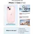 thumbnail image 2 of Compatible with iPhone 15 Case with 2X Screen Protectors + 2X Camera Lens Protectors, [Not Yellowing] Clear Glitter Phone Case, Protective Shockproof Women Cover for 6.1 Inch - Pink, 2 of 12