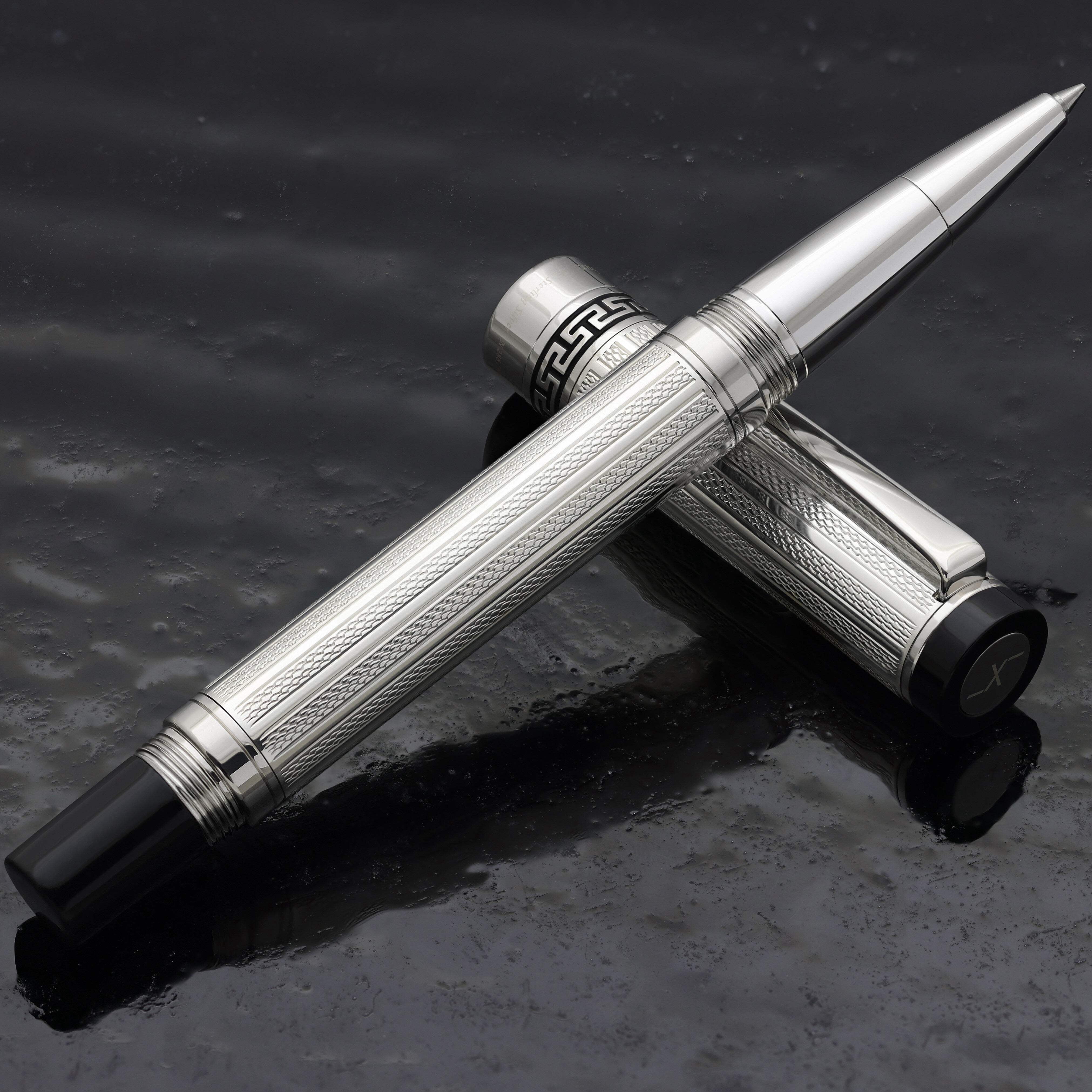 Xezo Tribune 925 Sterling Silver Guilloche Engraved Rollerball Pen